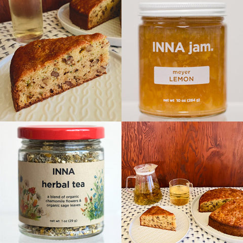BOXED SET: 1 jar of meyer LEMON marmalade + 1 jar of herbal tea + recipe for zucchini cake
