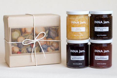 GIFT: 4 jars, wrapped in KRAFT paper with an ART card