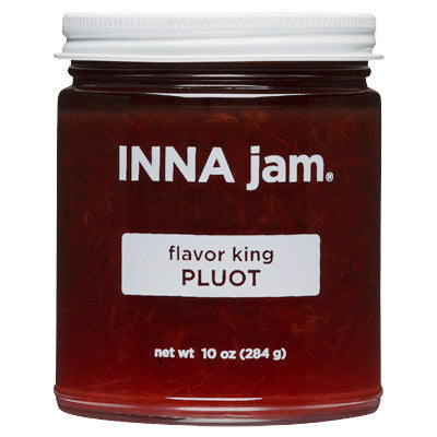 flavor king Pluot jam! This jam is made from organic flavor king Pluots grown in Linden, California, organic unrefined sugar and fruit pectin. the flavor king pluot is a cross between a plum and an apricot. This superb varietal has the perfumed, floral brightness of a plum and the nectary sweetness of an apricot. The complexity and depth of flavor of this fruit is astounding and lingers on the palate.