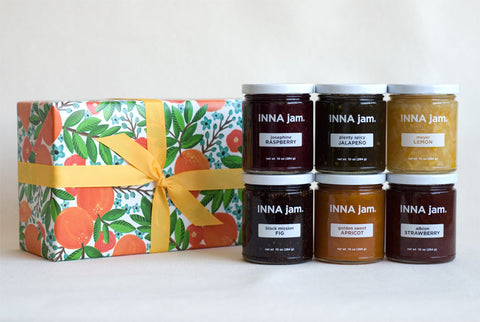 GIFT: 6 jars, wrapped in "FRUIT" gift wrap